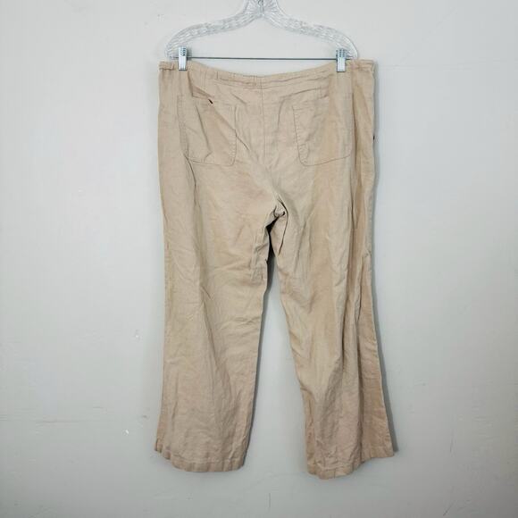 Wchadwicks Of Boston Tan Linen Blend Drawstring Pants Women’s Size L - Picture 5 of 8
